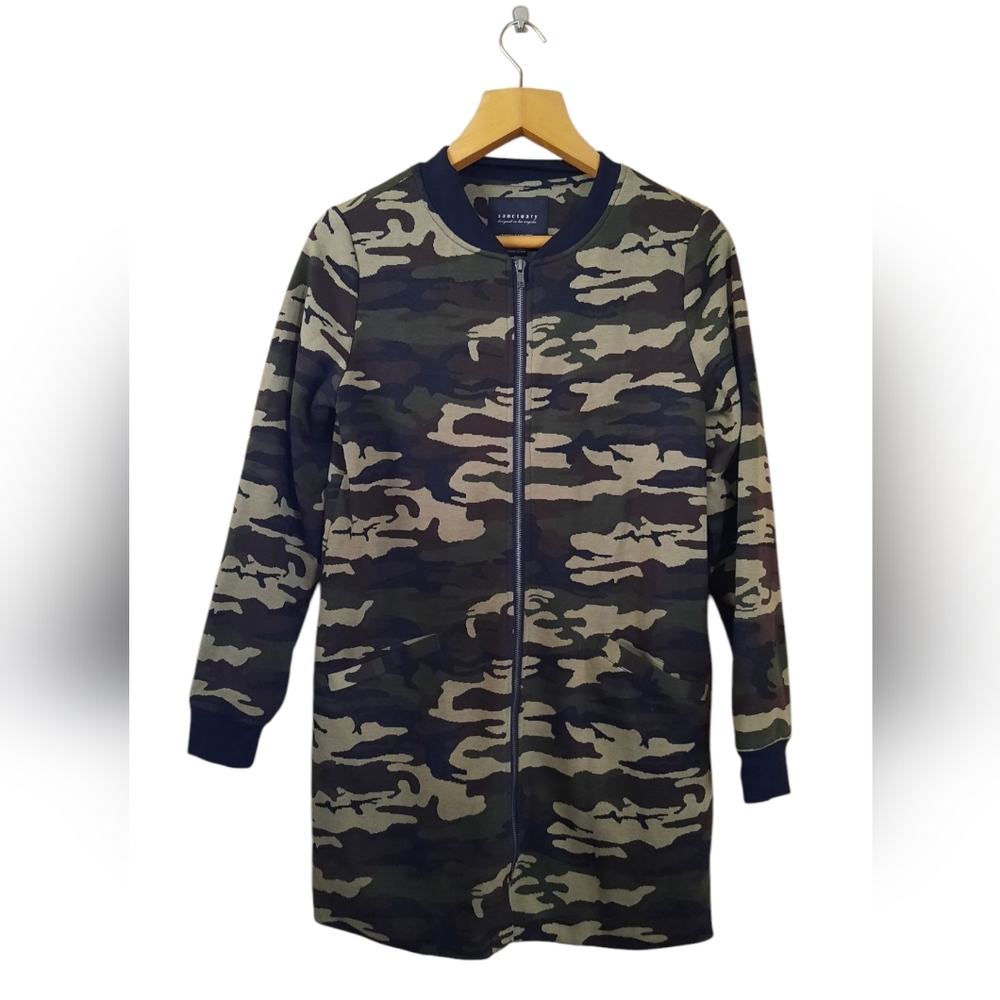 Sanctuary Camo Cardigan Jacket Bomber Collar